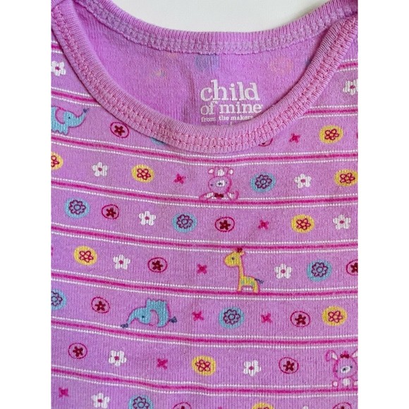 Girls Size 9M 6-9 Months Two Piece Pink Bunny Giraffe Elephant Top & Blue Shorts - Picture 4 of 6